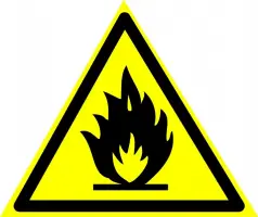Знаки предупреждающие — Предупреждающий знак W01 &quot;Пожароопасно. Легковоспламеняющиеся вещества&quot; — фото