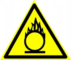 Знаки предупреждающие — Предупреждающий знак W11 &quot;Пожароопасно. Окислитель&quot; — фото