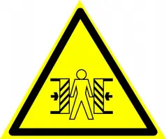 Знаки предупреждающие — Предупреждающий знак W23 &quot;Внимание. Опасность зажима&quot; — фото