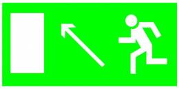 Знаки эвакуационные — Эвакуационный знак E06 &quot;Направление к эвакуационному выходу налево вверх&quot; — фото