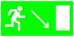 Знаки эвакуационные — Эвакуационный знак E07 &quot;Направление к эвакуационному выходу направо вниз&quot; — фото