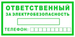 Знаки электробезопасности — Знак электробезопасности Т 60 &quot;Ответственный за электробезопасность&quot; — фото